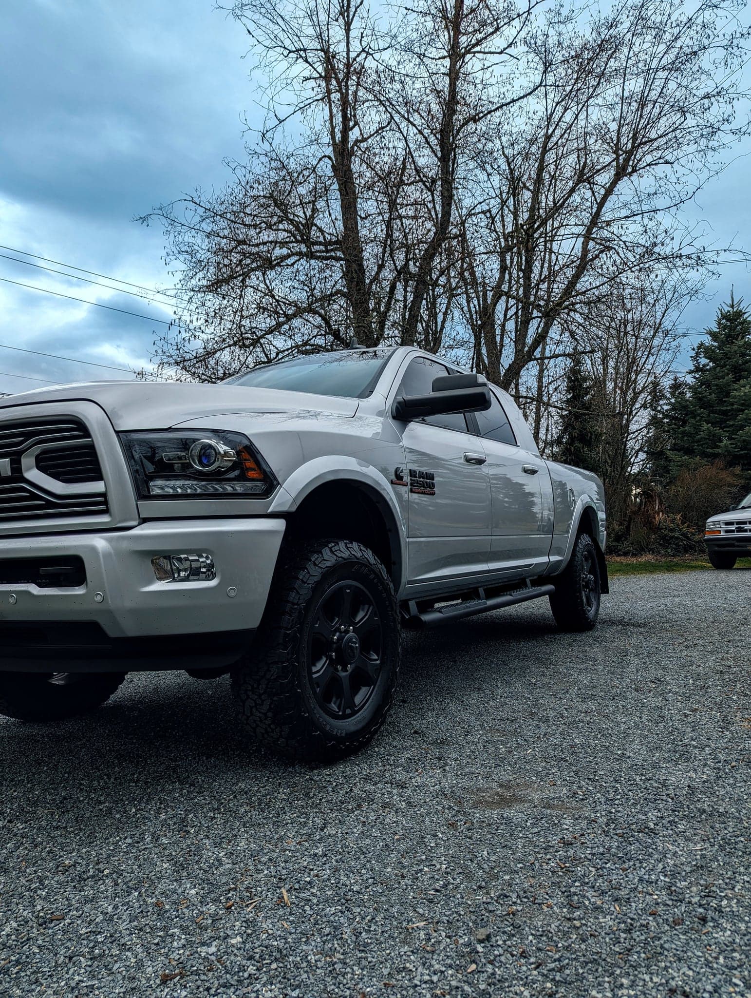 Side of silver dodge ram