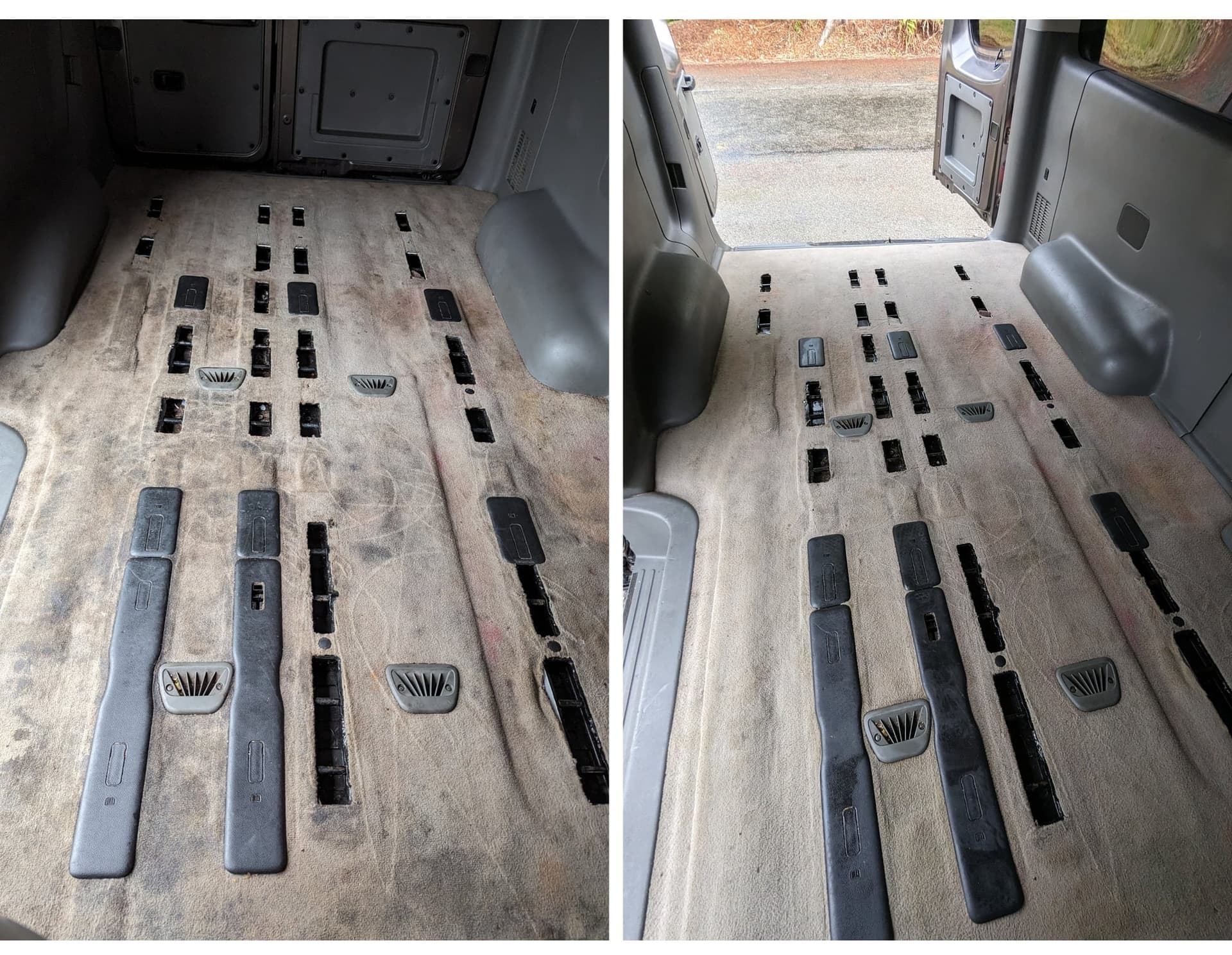 Before and after of a heavily neglected interior