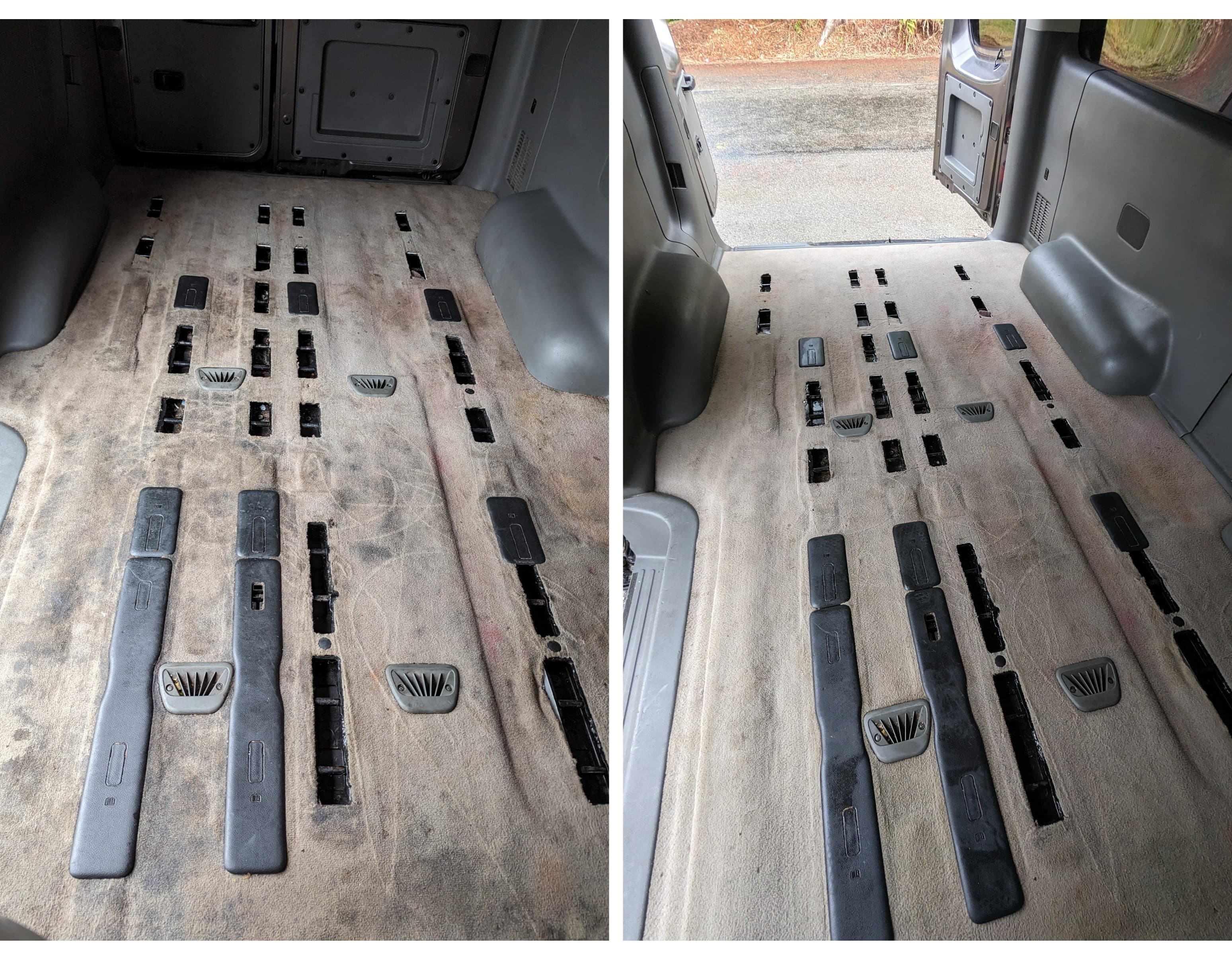 Before and after of a heavily neglected interior